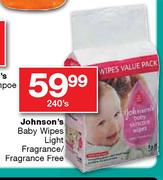 Johnson's Baby Wipes Light Fragrance/Fragrance Free-240's