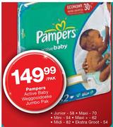 Pampers Active Baby Weggooidoeke Jumbo Pak Maxi Plus-62's/Midi-82's/Ekstra Groot-54's Each