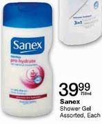 Sanex Shower Gel Assorted-750ml Each