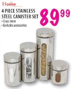 Home 4 Piece Stainless Steel Canister Set