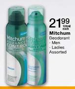 Mitchum Deodorant Men/Ladies Assorted-120ml Each
