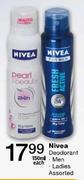Nivea Deodorant Men/Ladies Assorted-150ml Each