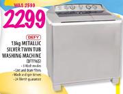 Defy Metallic Silver Twin Tub Washing Machine(DTT165)-13Kg 