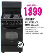 Logik 4 Plate Black Stove(lFS-400A)