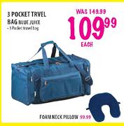 3 Pocket Travel Bag Blue Juice-each