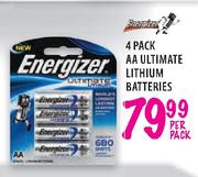 Energizer 4 Pack AA Ultimate Lithium Batteries - Per Pack