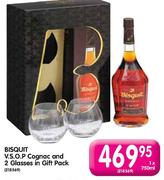 Bisquit V.S.O.P Cognac And 2 Glasses In Gift Pack-750ml