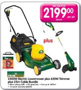 Trimtech 2400W Electric Lawnmower Plus 650W Trimmer Plus 25m Cable Bundle-Per Set