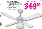 Logik 1 Light Ceiling Fan - 105cm