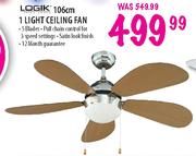 Logik 1 Light Ceiling Fan - 106cm