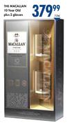 The Macallan 10 Year Old Plus 2 Glasses-750ml