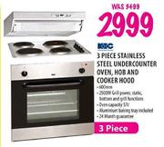 KIC 3 Piece Stainless Steel Undercounter Oven,Hob and Cooker Hood