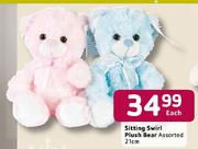 Sitting Swirl Plush Bear - 21cm Each