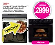 Defy 3 Piece Black Undercounter Oven,Hob and Cookerhood-600mm(DB0451)