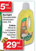 Cobra Wood & Laminated Floor Cleaner-750ml Each