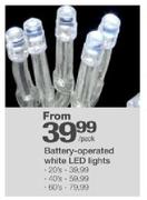 Battery-Operated White LED Lights-40's Per Pack