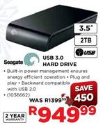 Seagate 3.5" USB 3.0 Hard Drive - 2TB