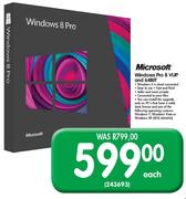 Microsoft Windows Pro 8 VUP and 64BIT - Each