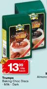 Trumps Baking Choc Discs Milk Dark-150g Each