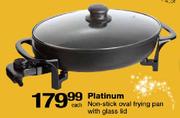 Platinum Non-Stick Oval Frying Pan With Glass Lid-Each