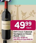 KWV Classic Cabernet Sauvignon Or Classic Merlot-750ml Each