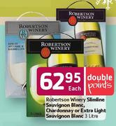 Robertson Winery Slimline Sauvignon Blanc, Chardonnay Or Extra Light Sauvignon Blanc-3Ltr Each