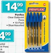 Penflex Clear Ballpoint Pens 10 Pack-Per Pack