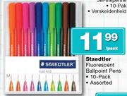 Staedtler Fluorescent Ballpoint Pens 10 Pack-Per Pack
