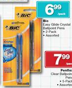Bic Easy Glide Crystal Ballpoint Pens 2 Pack-Per Pack