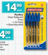 Penflex Clear Ballpoint Pens 10 Pack-Per Pack