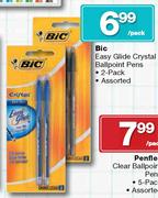 Bic Easy Glide Crystal Ballpoint Pens 2 Pack-Per Pack