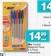 Bic Crystal Ballpoint Pens 5 Pack-Per Pack