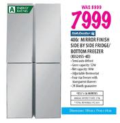 Kelvinator Mirror Finish Side By Side Fridge/Bottom Freezer-400Ltr(KI520SS-4D)
