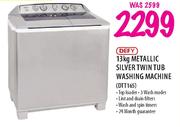 Defy Metallic Silver Twin Tub Washing Machine-13kg(DTT165)
