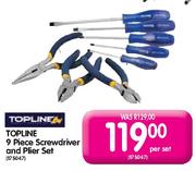 Topline Screwdriver And Piler Set-9 Piece Per Set