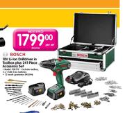 Bosch 18V Li-Lon Drilldriver In Toolbox Plus 241 Piece Accessory Set-Per Set