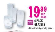 Simple Choice Hi-Ball, Whisky Or Willy Glasses-6 Per Pack