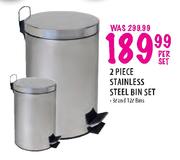 2 Piece Stainless Steel Bin Set-3L & 2L
