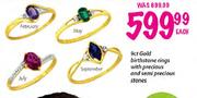 9ct Gold Birthstone Rings With Precious & Semi Precious Stones-Each