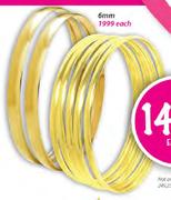 6mm 9ct Gold 'C' Shaped Bangles-Each