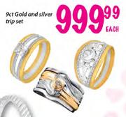 9ct Gold & Silver Trip Set-Each