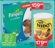 Pampers Active Baby Jumbo Pack Disposable Nappies-Per Pack