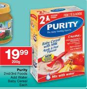 Purity 2nd/3rd Foods Add Water Baby Cereal-200g Each