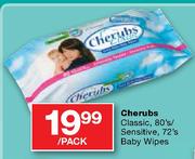 Cherubs Classic-80's/Sensitive-72's Baby Wipes-Per Pack