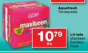 Lil-Lets Maxiteen Sanitry Pads-8's