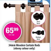 34mm Wooden Curtain Rod (Ebony Colour Only)-2m