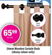 34mm Wooden Curtain Rod (Ebony Colour Only) Janet Finial