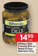 Offenau Mild Crunchy Dills or Sweet & Sour Gherkins-680g Each
