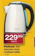 Platinum 360Deg. Stainless Steel Cordless Kettle-1.7Ltr