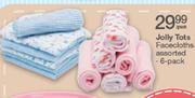 Jolly Tots Facecloths Assorted-6-Pack Per Pack